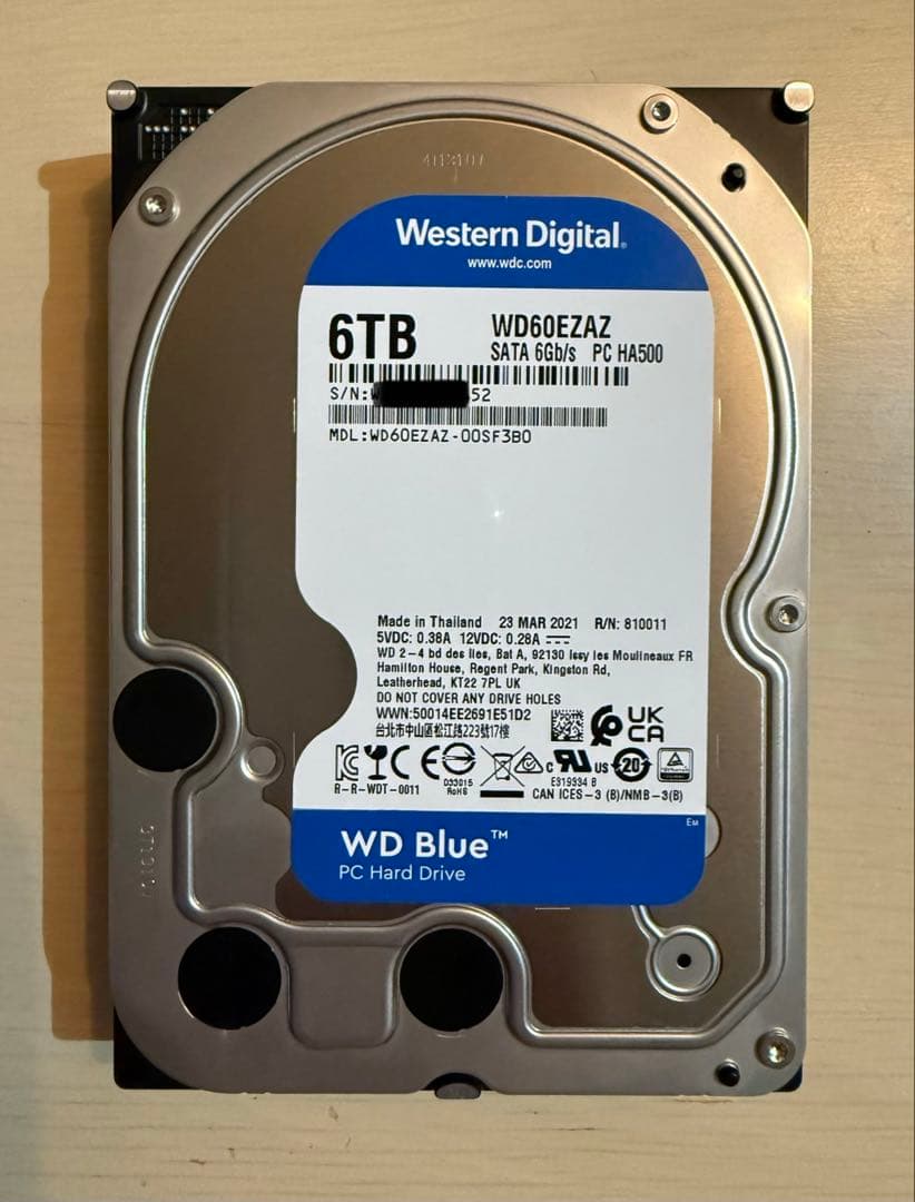 内蔵型ハードディスクドライブ WD Blue WD60EZAZ 3.5 HDD 6TB