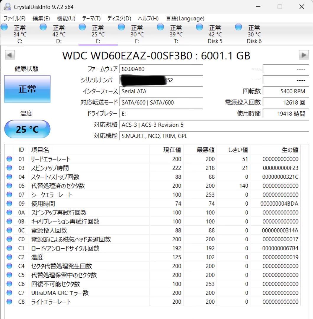 内蔵型ハードディスクドライブ WD Blue WD60EZAZ 3.5 HDD 6TB
