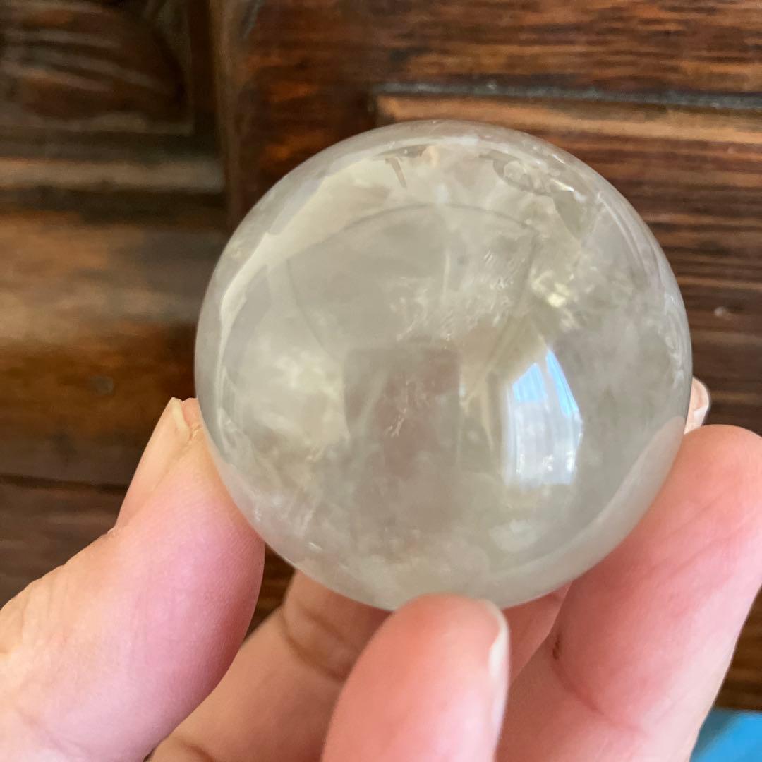 のらさま専用珍！緑水晶　グリーン水晶　スフィア　天然石置物　E12