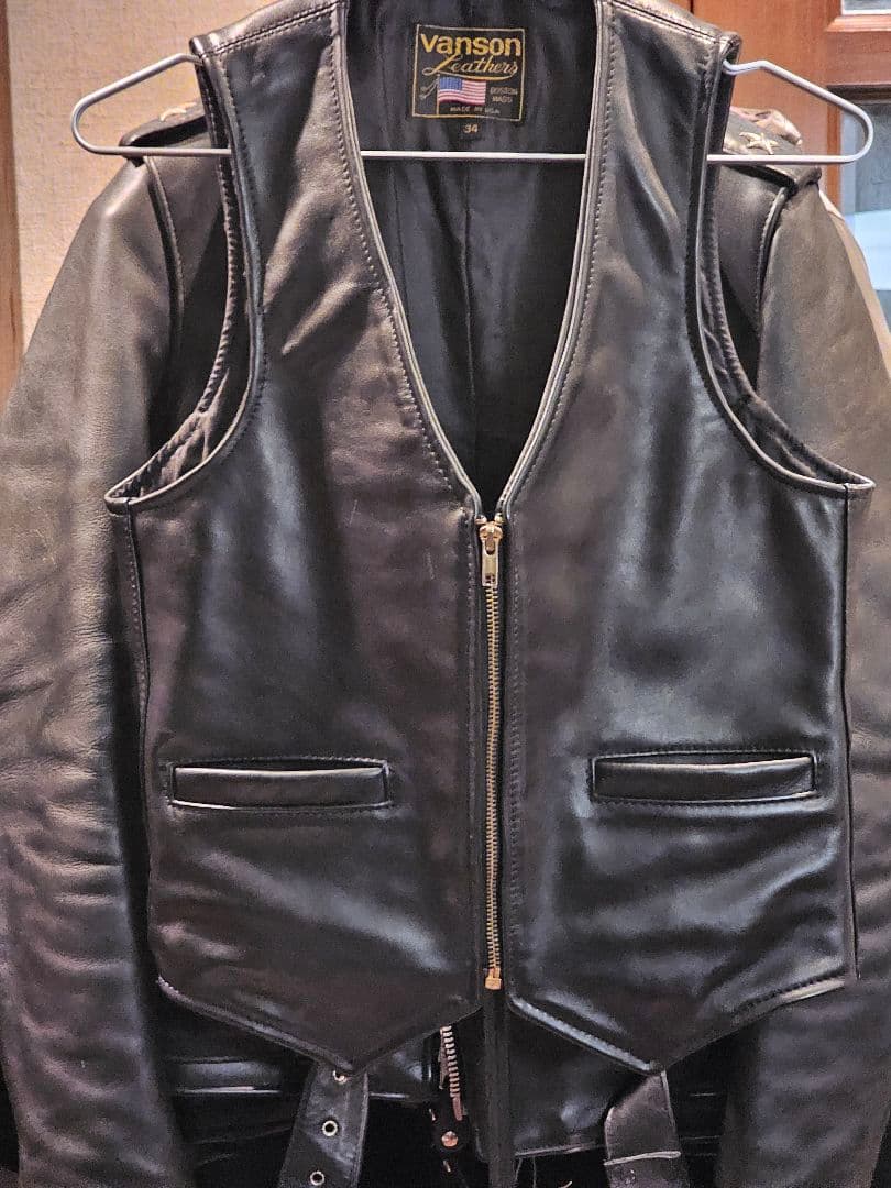 Vanson レザーベスト　34　バンソン