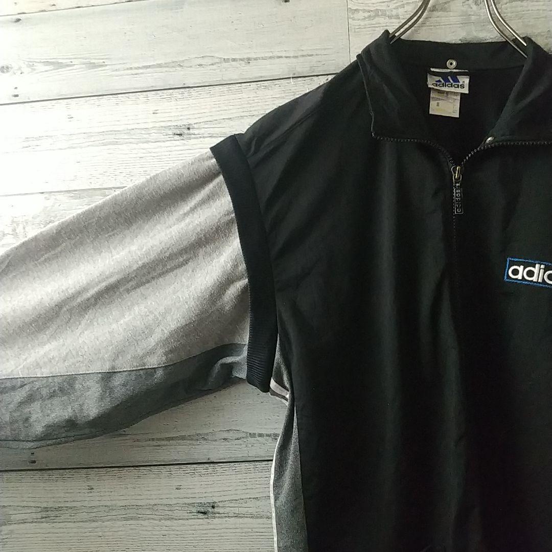 90s アディダス 刺繍 アームロゴ アーム着脱可 異素材 トラックジャケット