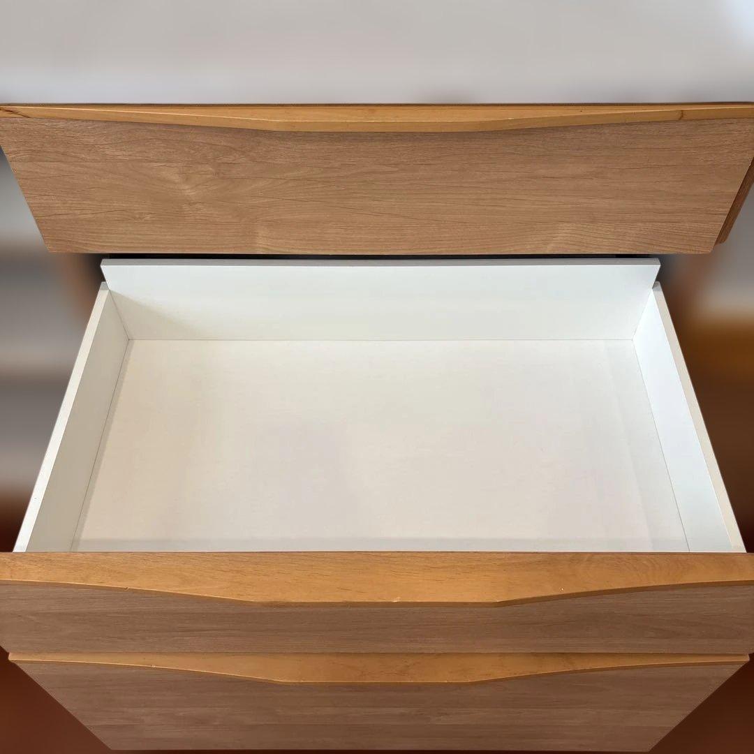 美品！堀田木工オープン食器棚ナチュラル木目調 食器棚 強化ガラス扉 カップボード