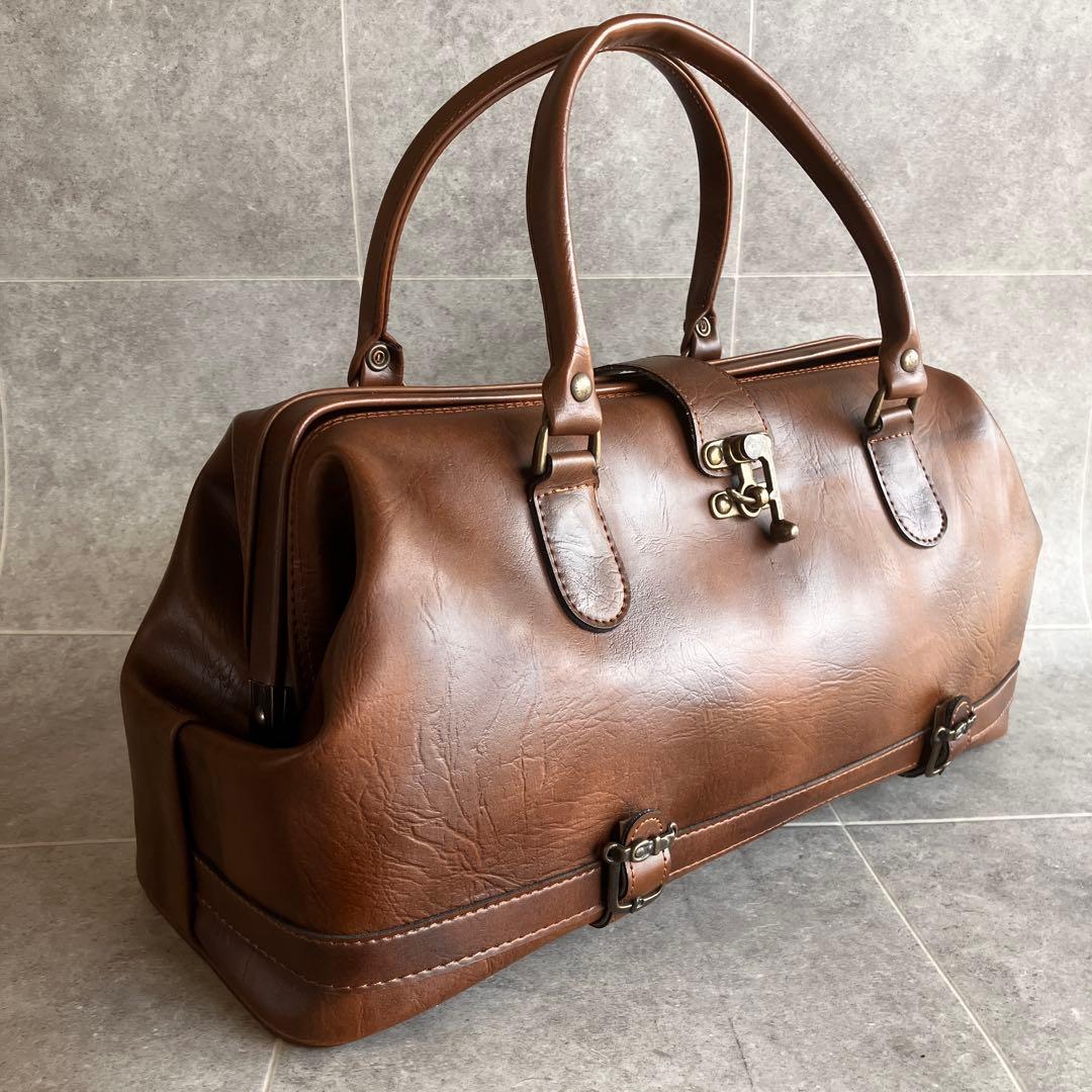 ヴィンテージ レザー ダレス ボストン バッグ 本革 鍵金具 茶 ビンテージ