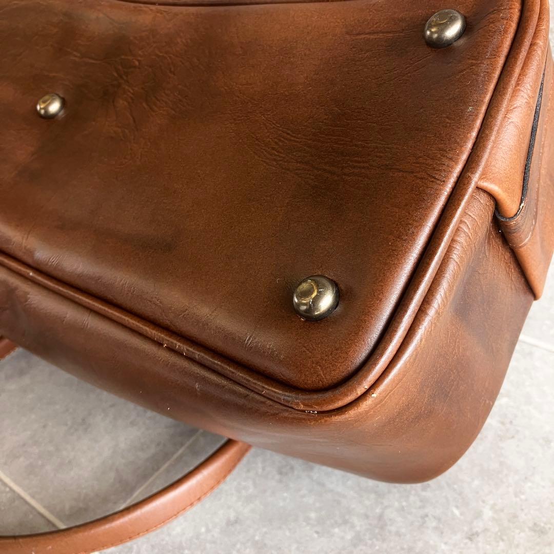 ヴィンテージ レザー ダレス ボストン バッグ 本革 鍵金具 茶 ビンテージ