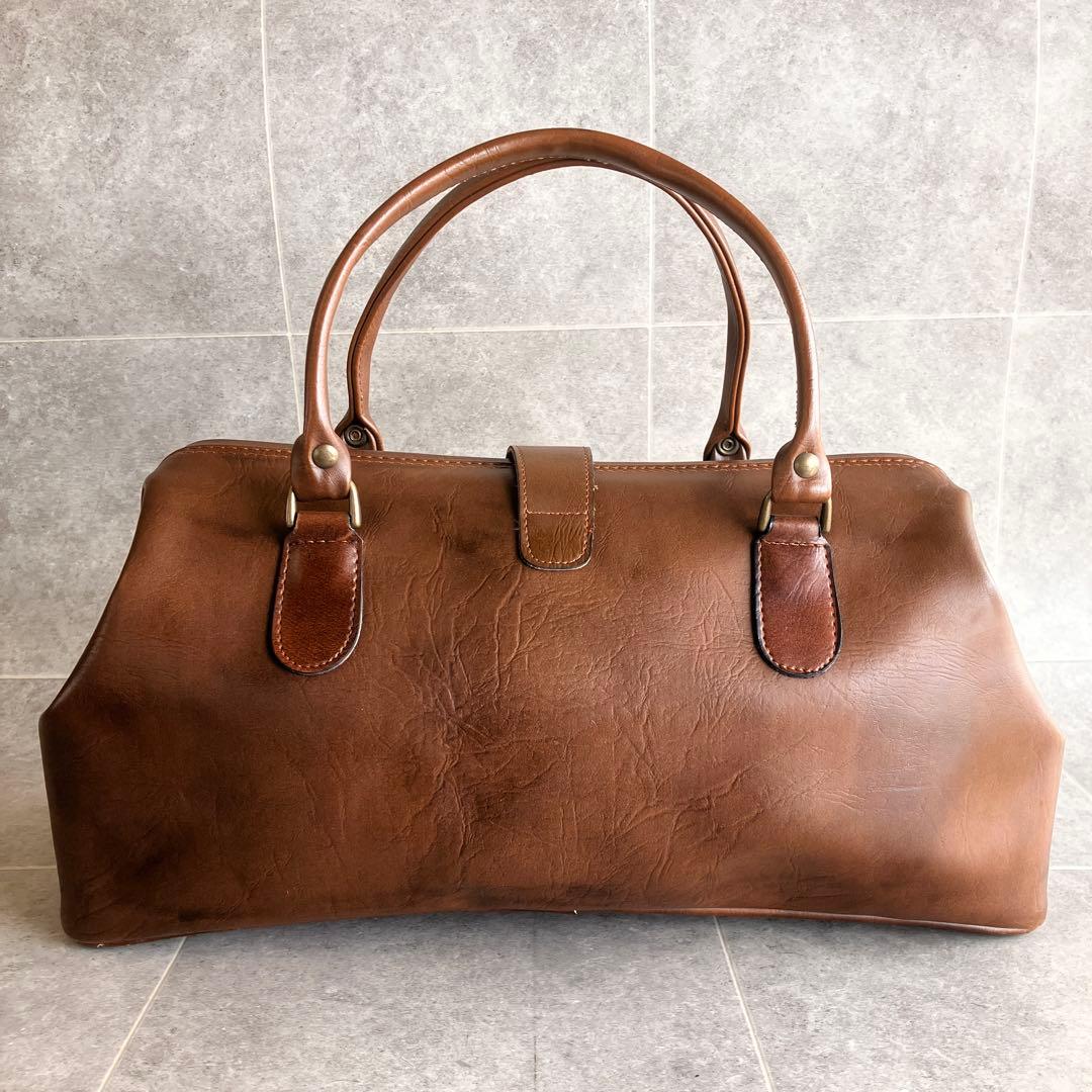 ヴィンテージ レザー ダレス ボストン バッグ 本革 鍵金具 茶 ビンテージ