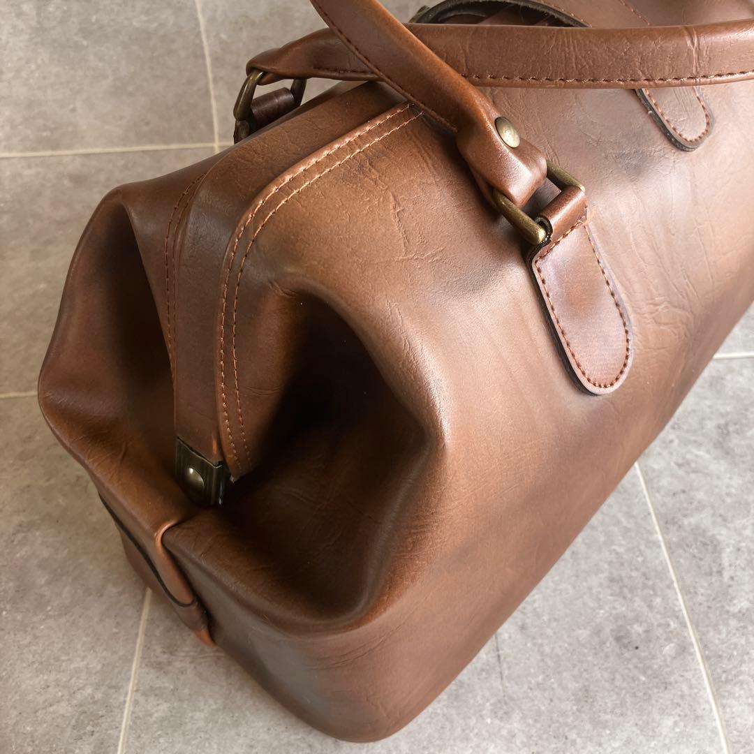 ヴィンテージ レザー ダレス ボストン バッグ 本革 鍵金具 茶 ビンテージ