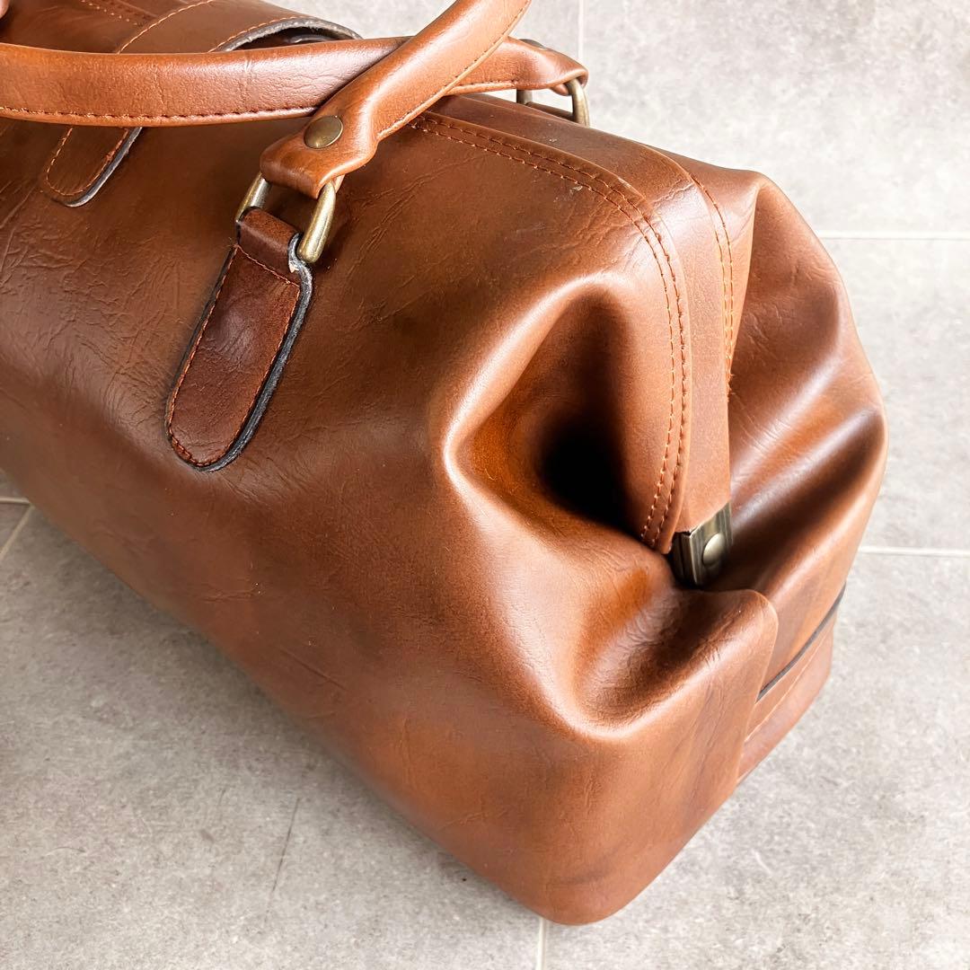 ヴィンテージ レザー ダレス ボストン バッグ 本革 鍵金具 茶 ビンテージ