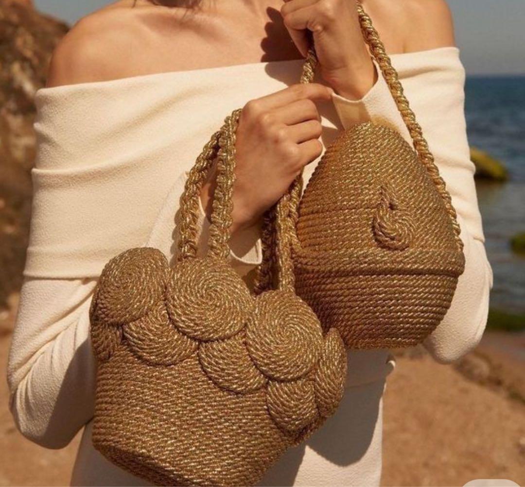 MEHRY MU ロープ編みハンドバッグ　ピンク