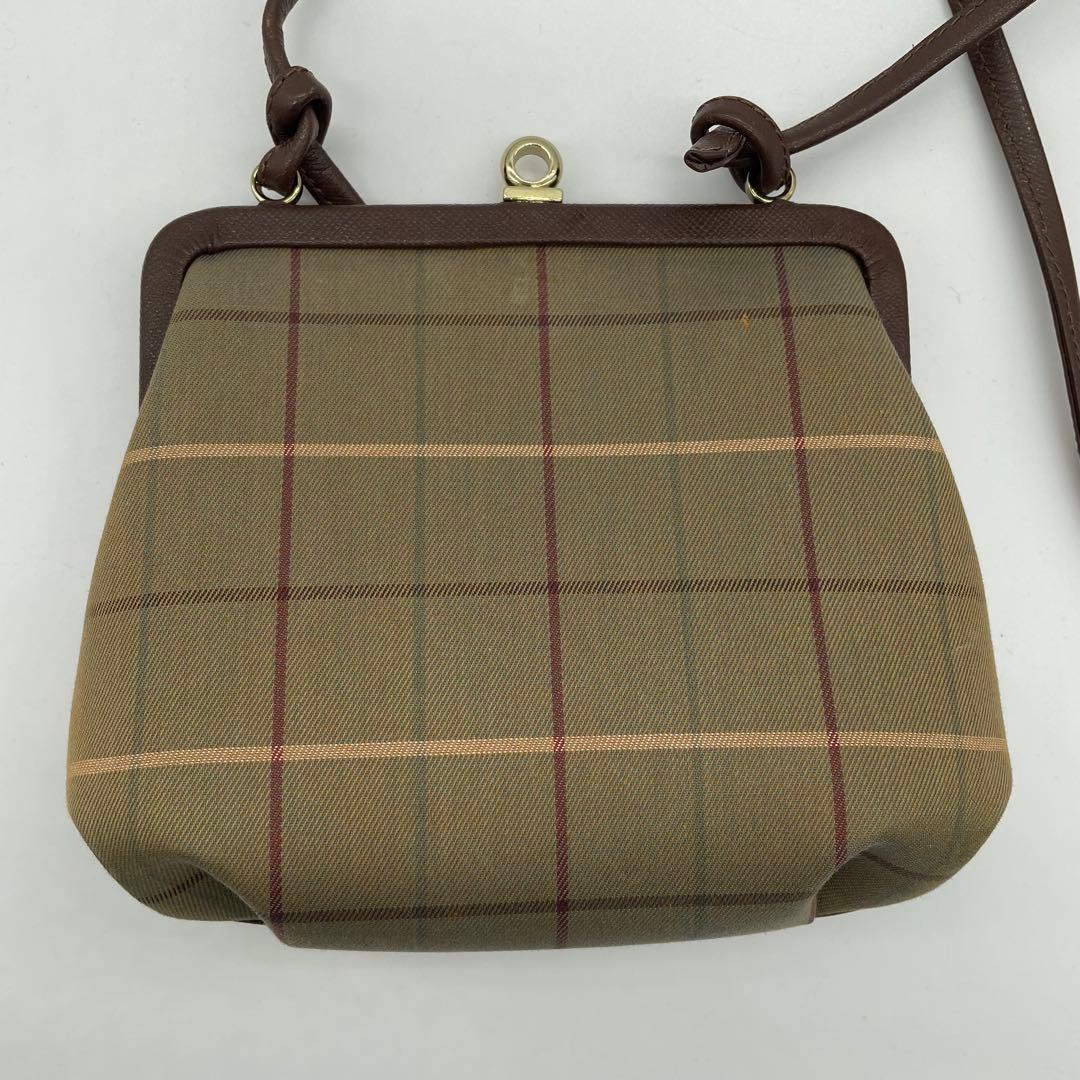 【極美品】バーバリー　ショルダーバッグ　がま口　ホースロゴ　キャンバス　玉虫色