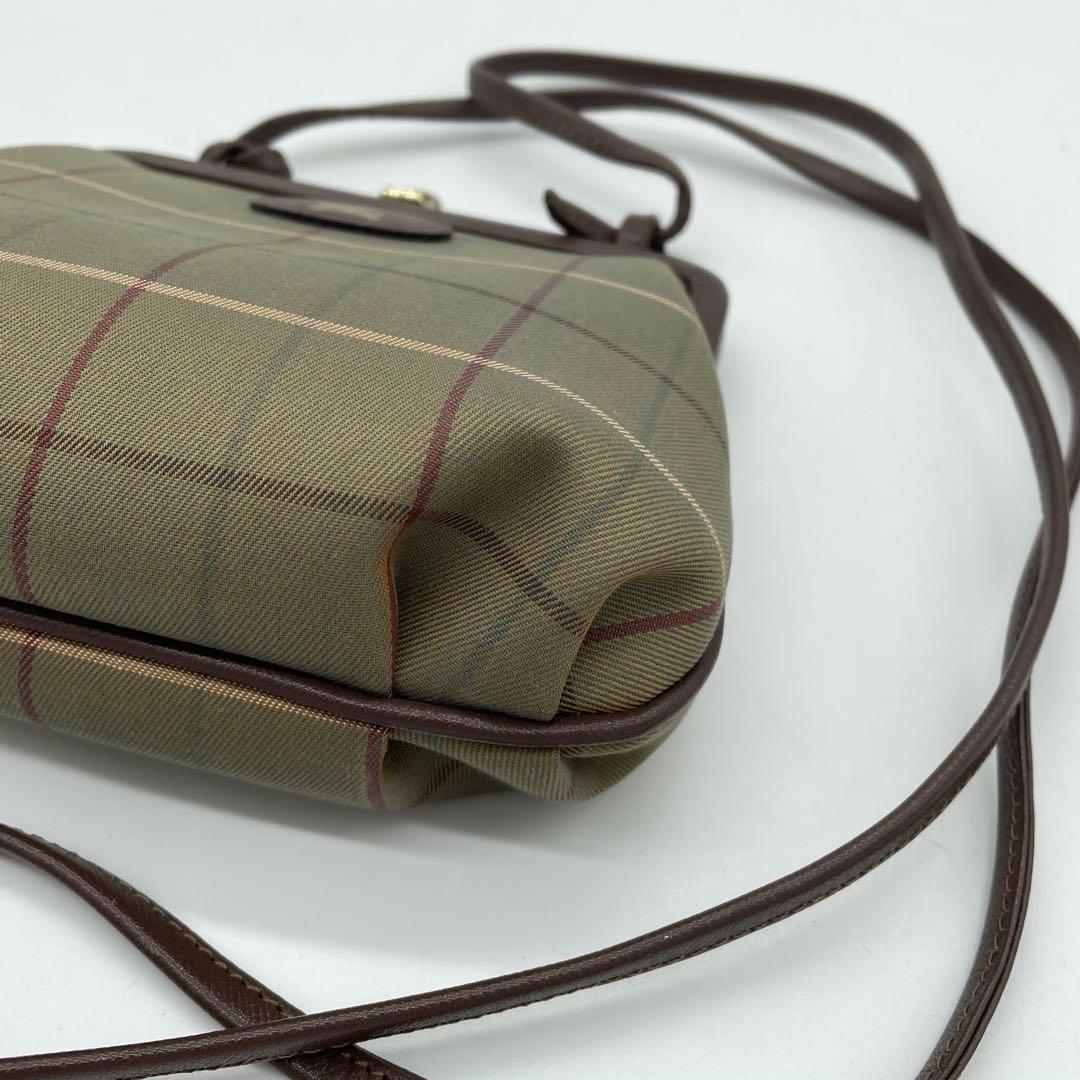 【極美品】バーバリー　ショルダーバッグ　がま口　ホースロゴ　キャンバス　玉虫色