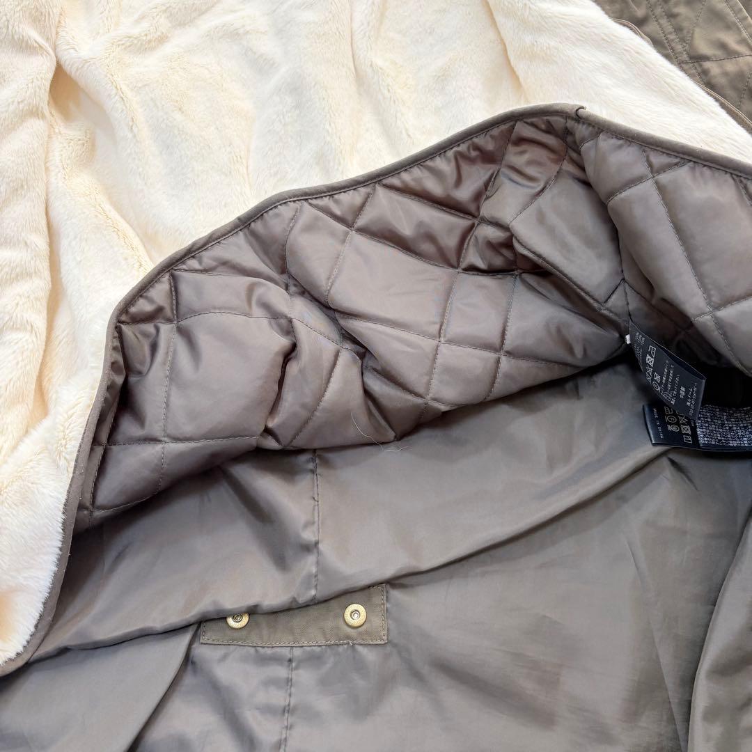 【イエナ】モッズコート　ライナー付き　ファー　L カーキ　ロング丈