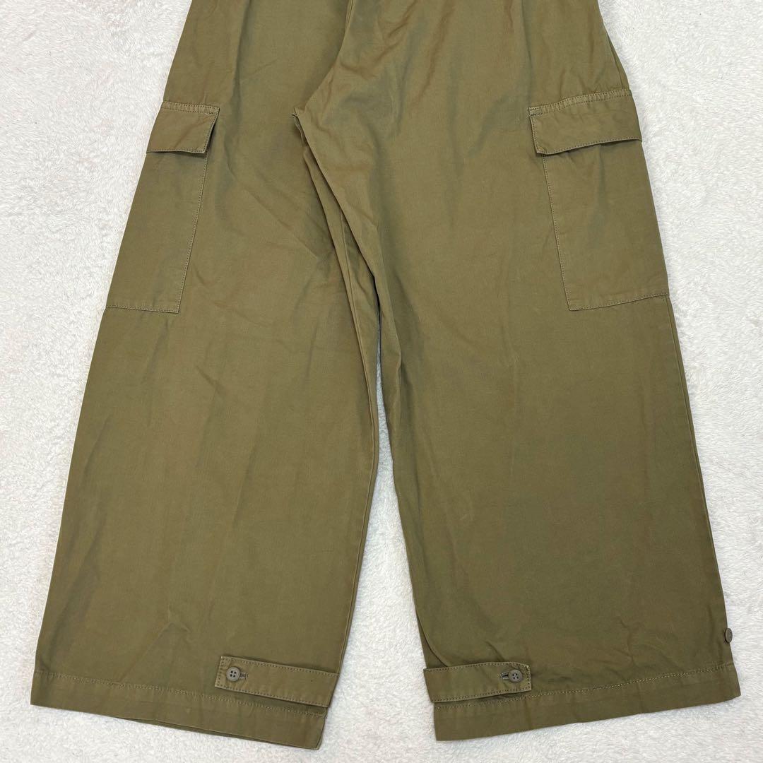 【美品✨】かぐれ ユーティリティーイージーパンツ ワイド 2WAY 綿 カーキ
