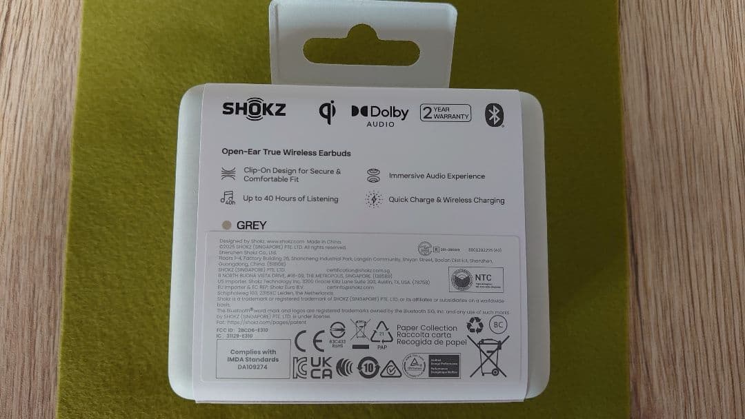 【新品未開封】SHOKZ OPEN DOTS ONE ワイヤレスイヤホン