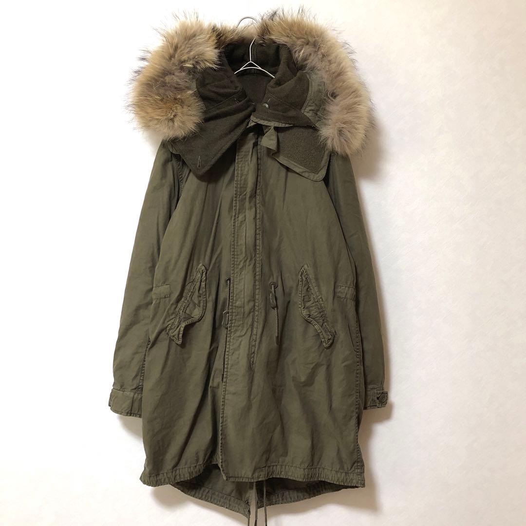 【ゴア】モッズコート ミリタリー キルトインナー ラクーンファー 脱着可能 良品