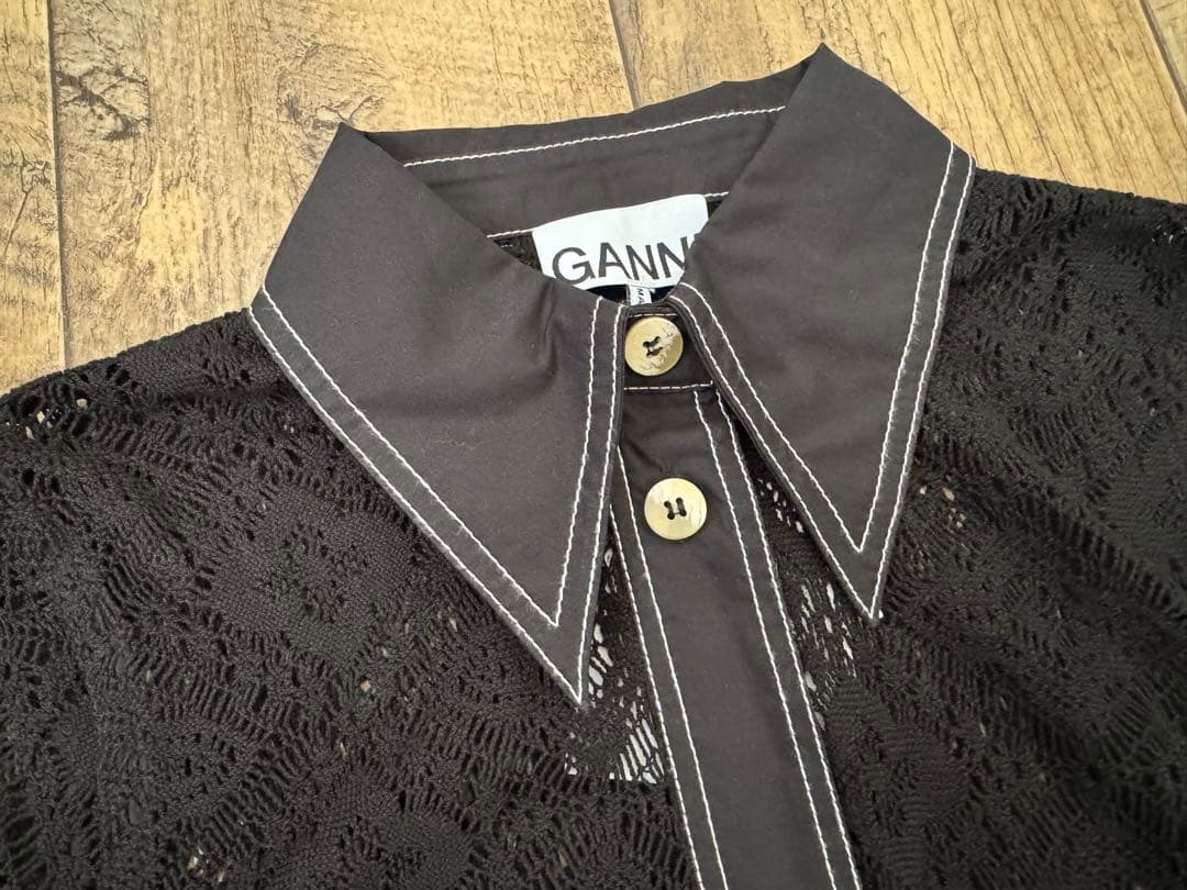 GANNI ガニー コットン レース シャツ