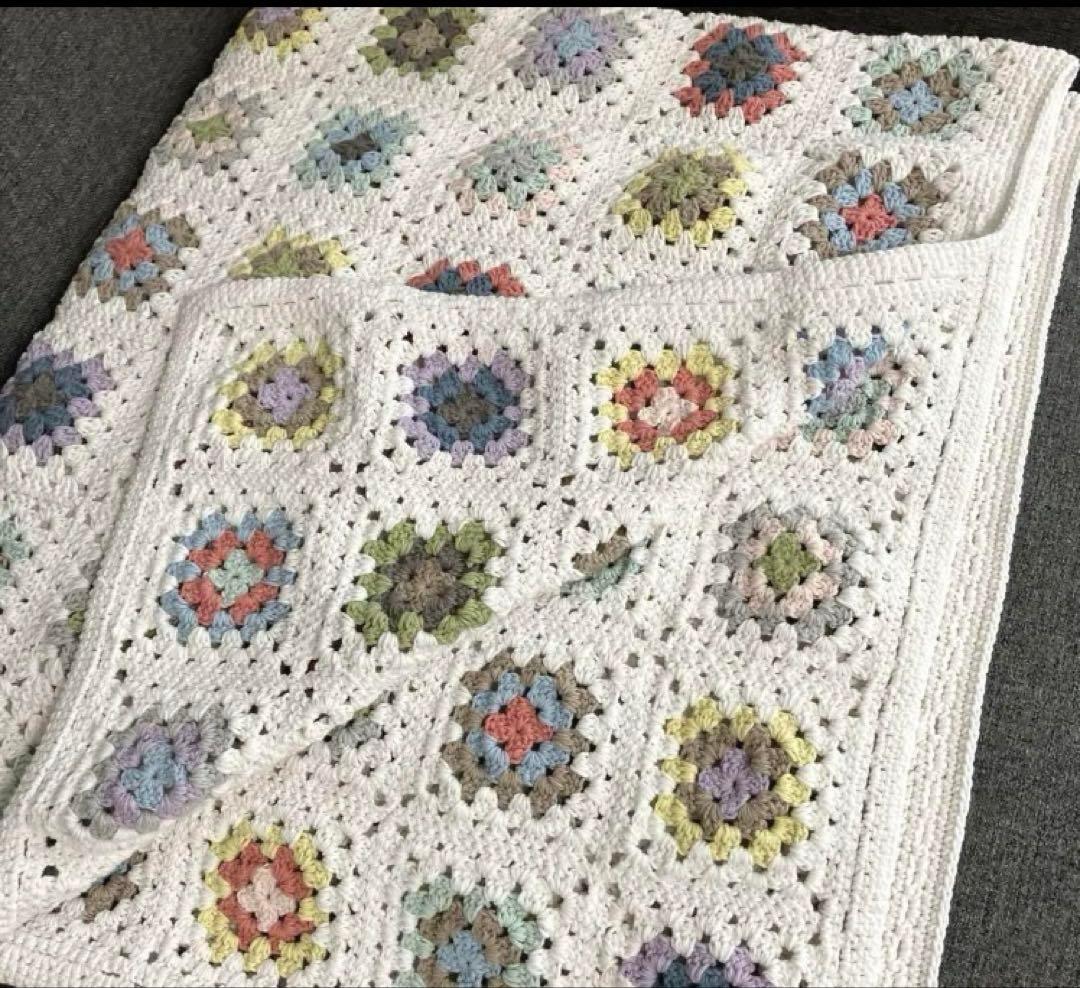 手編みブランケットマルチカバー　ソファーカバー