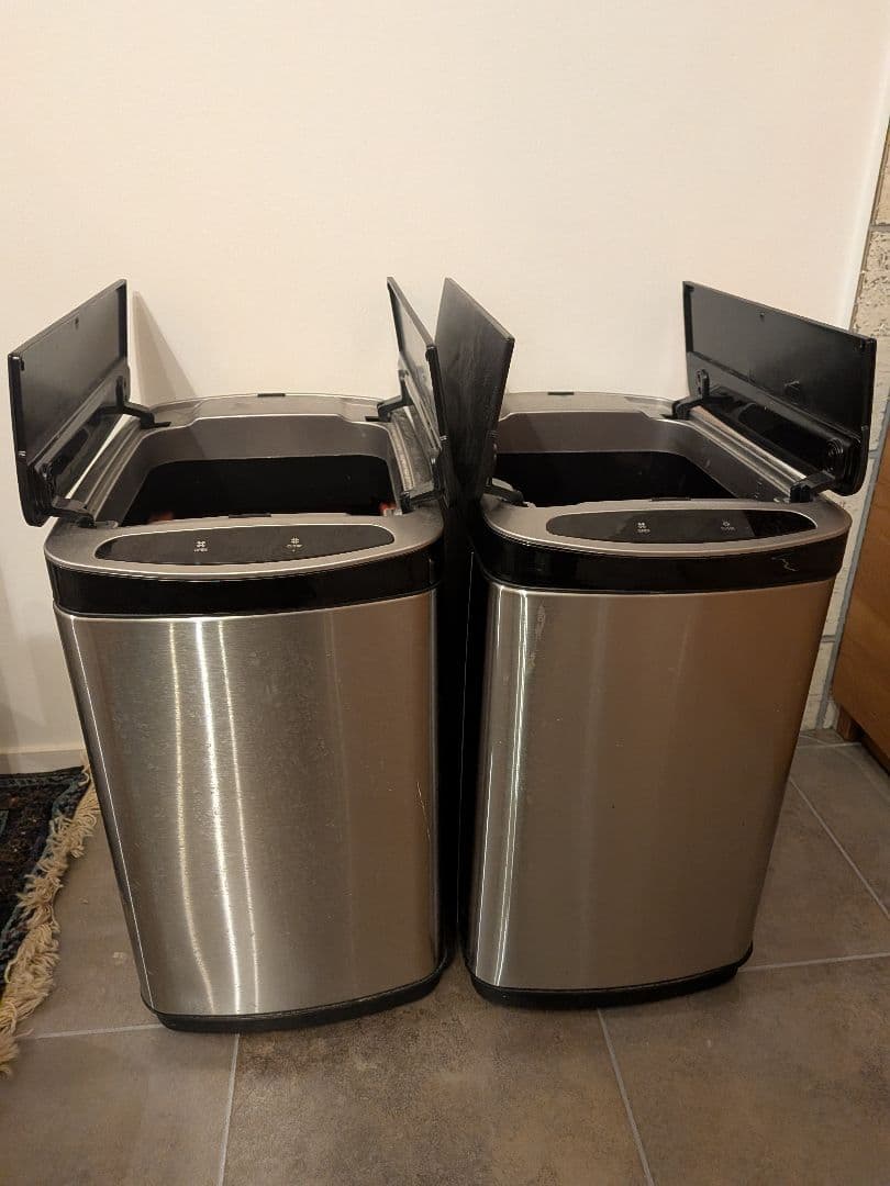 センサー式ステンレスごみ箱2個セット