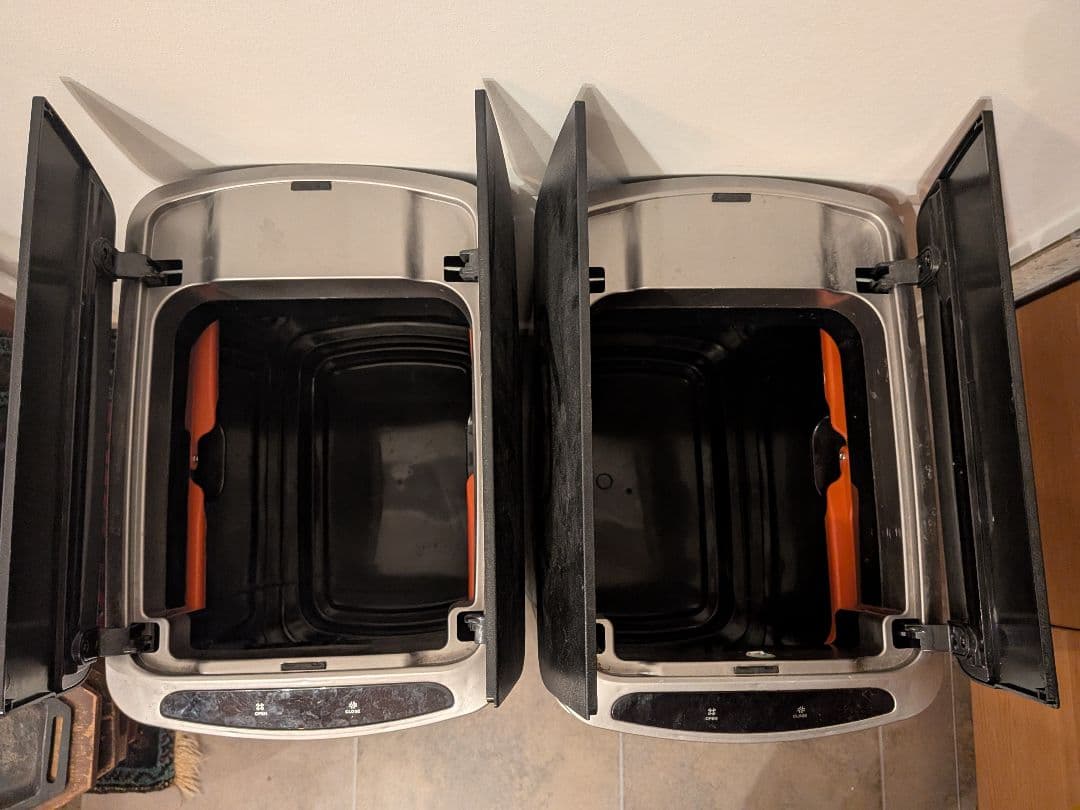 センサー式ステンレスごみ箱2個セット