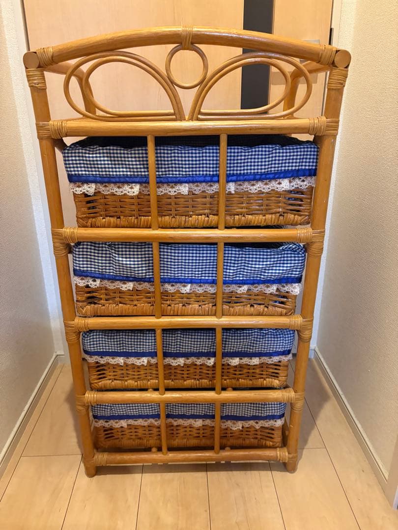 籐 ラタンチェスト 4段　インテリア 昭和レトロ 箪笥　カントリー風