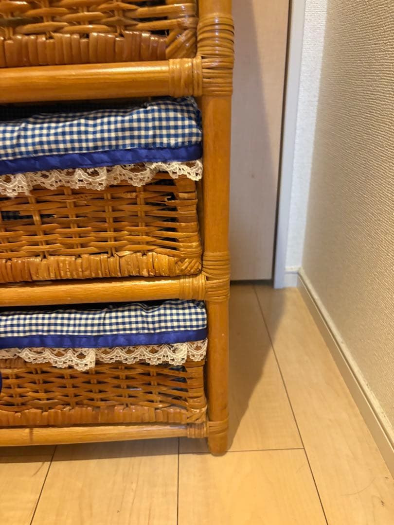 籐 ラタンチェスト 4段　インテリア 昭和レトロ 箪笥　カントリー風