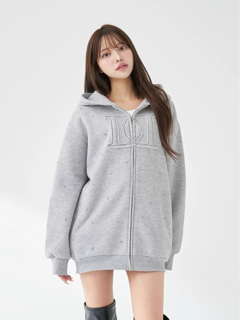【即日発送】darich DDロゴビジュージップパーカー グレー　GRY