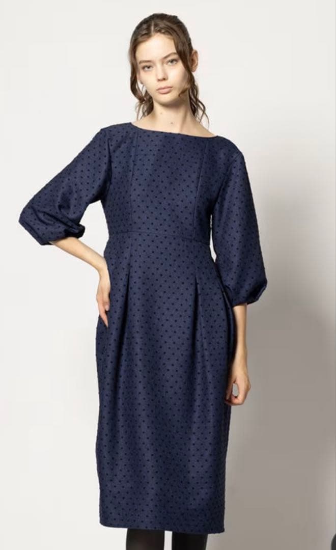 【週末セール】新品TOCCA トッカ　ネイビー ドット柄 バルーンスリーブ