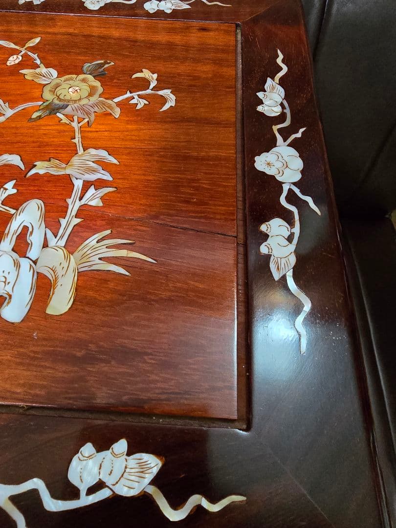 螺鈿家具 螺鈿細工 唐木 花梨 引き出し 五段 チェスト 無垢材　ラデン細工