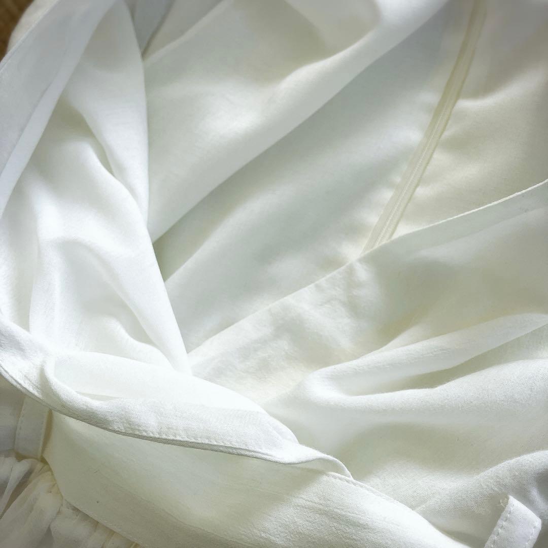 【美品】efla コットン ティアード ボリューム ワンピース ホワイト S