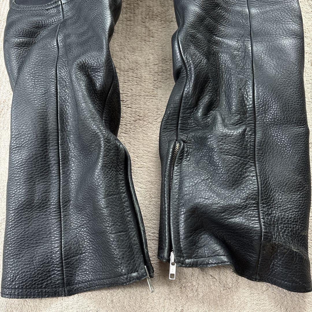 【希少XLサイズ】KADOYAデフュージョンパンツ レザー　ブラック　バイク