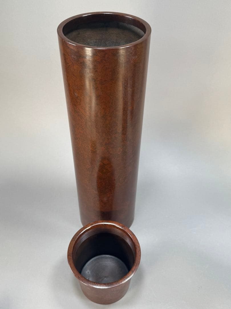 いけばな　鋳銅　唐銅花器　池坊　古流　未生流　龍生派　2点セット高さ45.8cm