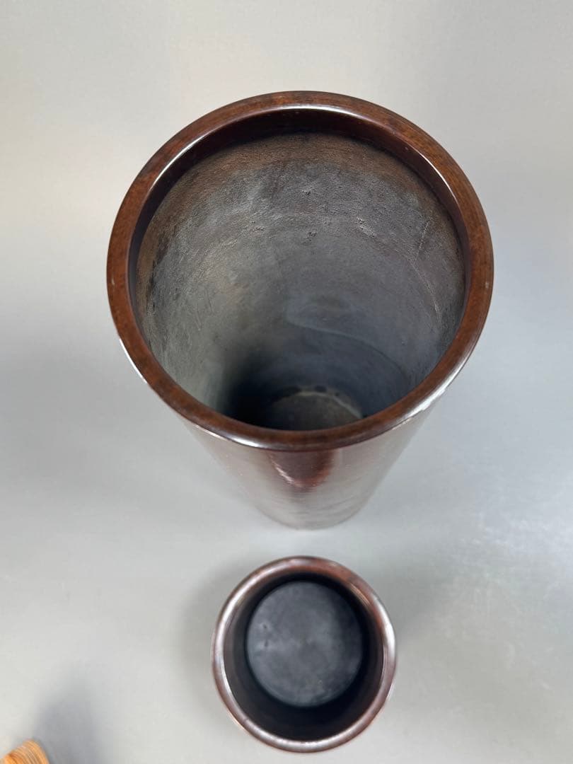 いけばな　鋳銅　唐銅花器　池坊　古流　未生流　龍生派　2点セット高さ45.8cm