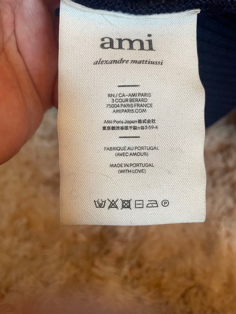 【美品】AMI PARIS アミパリス ニット セーター ネイビー×ホワイト