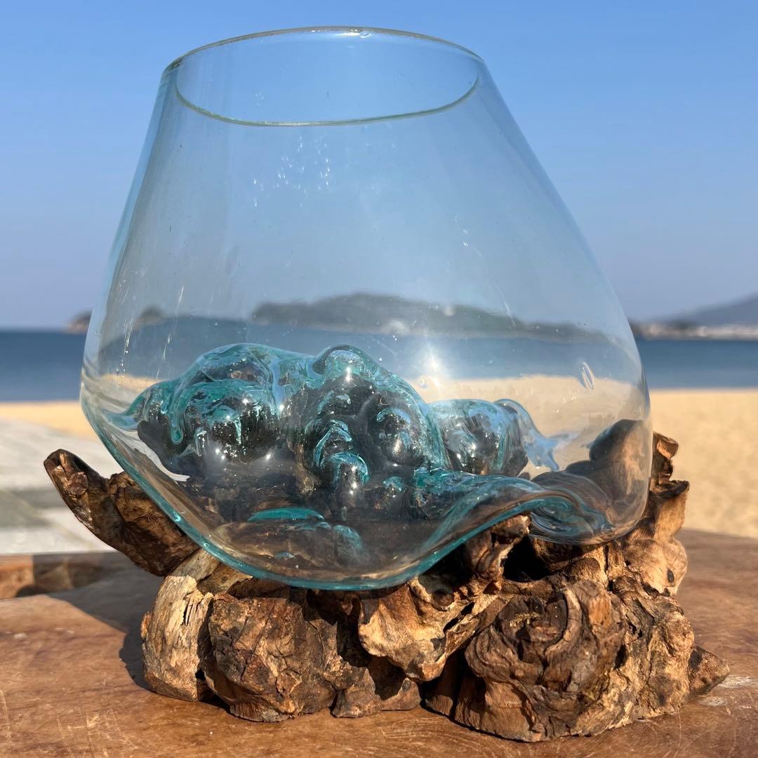 流木ガラスオブジェ大A 花瓶 金魚鉢 ガーデニング テラリウム 水槽 アート作品
