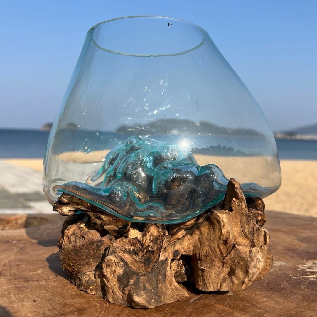 流木ガラスオブジェ大A 花瓶 金魚鉢 ガーデニング テラリウム 水槽 アート作品