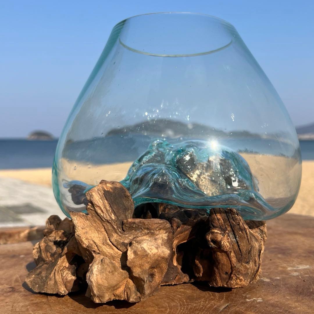 流木ガラスオブジェ大A 花瓶 金魚鉢 ガーデニング テラリウム 水槽 アート作品