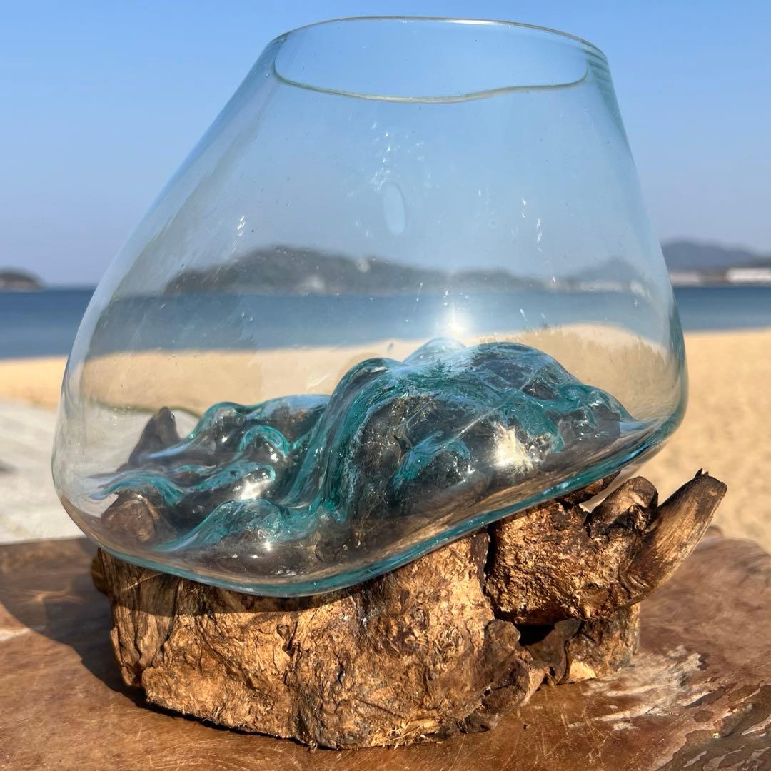 流木ガラスオブジェ大A 花瓶 金魚鉢 ガーデニング テラリウム 水槽 アート作品