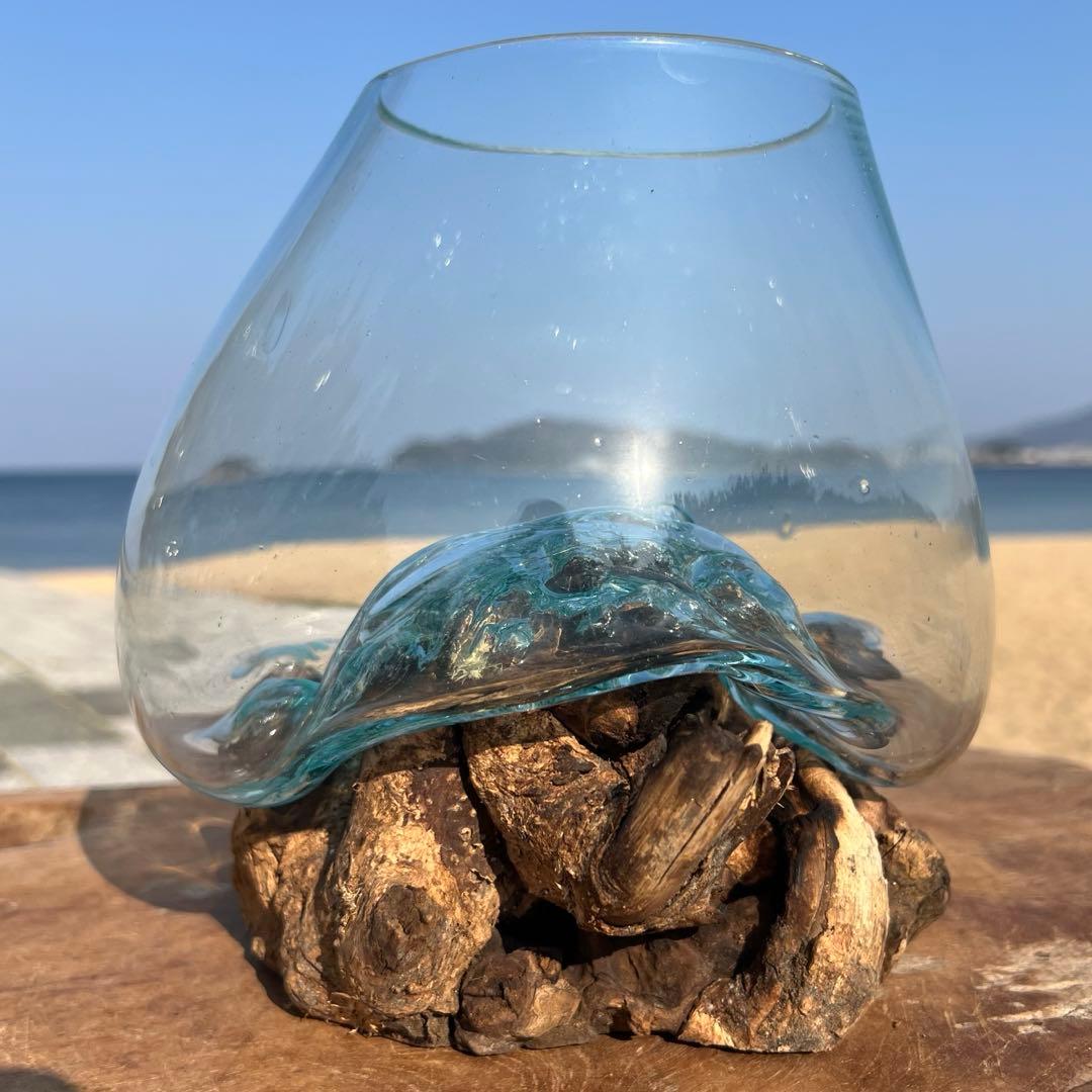 流木ガラスオブジェ大A 花瓶 金魚鉢 ガーデニング テラリウム 水槽 アート作品