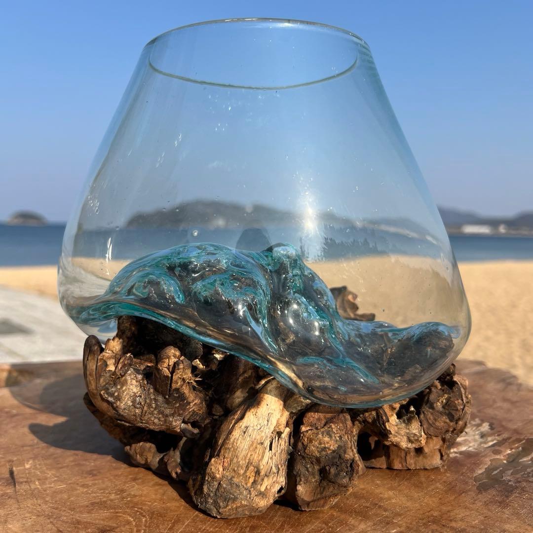 流木ガラスオブジェ大A 花瓶 金魚鉢 ガーデニング テラリウム 水槽 アート作品