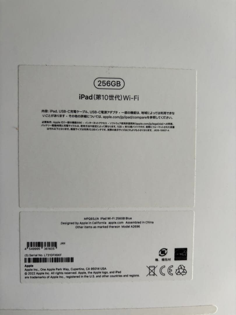 iPad (第10世代) 256GB Wi-Fi ブルー