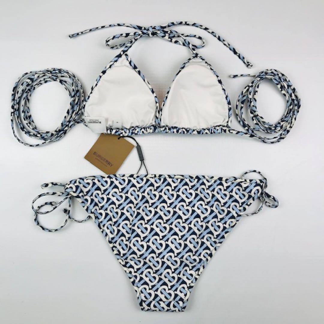 新品未使用★BURBERRY・TBモノグラム総柄 タイサイドビキニ 水着(M)