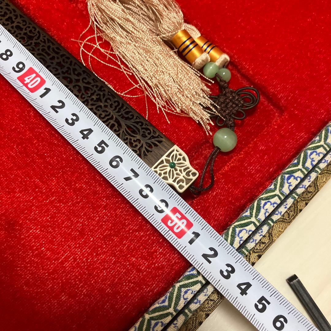 中国美術 唐木造 白檀透彫刻 翡翠 軍配型硯屏 団扇　唐物？