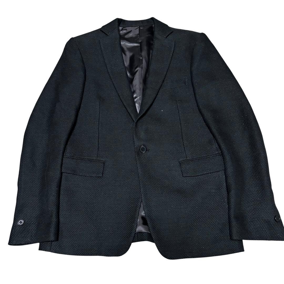 美品 リーツテイラーザズー ライトツイード 光沢糸混 ダークネイビー テーラード