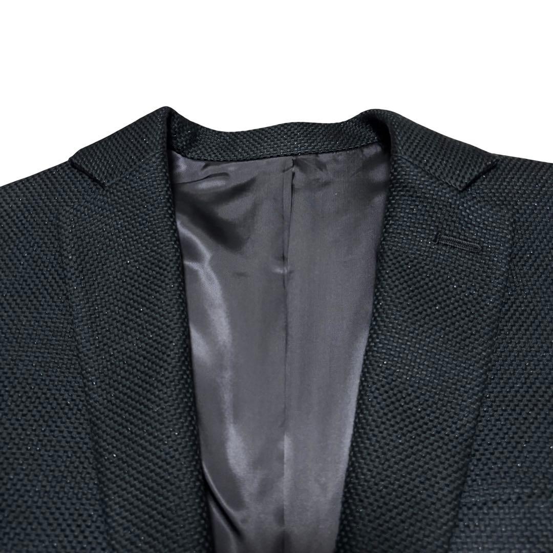 美品 リーツテイラーザズー ライトツイード 光沢糸混 ダークネイビー テーラード