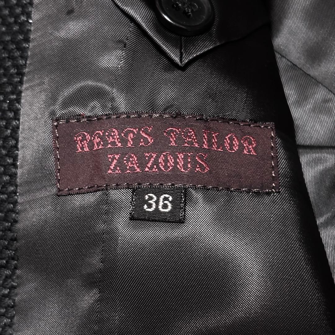 美品 リーツテイラーザズー ライトツイード 光沢糸混 ダークネイビー テーラード