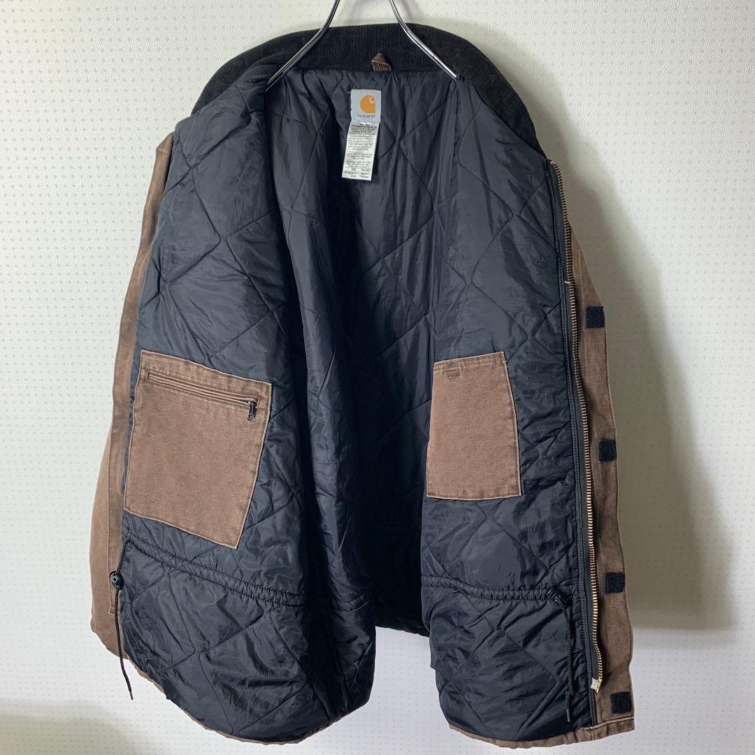 USA製 カーハート トラディショナルコート 3XL ブラウン レザーロゴパッチ