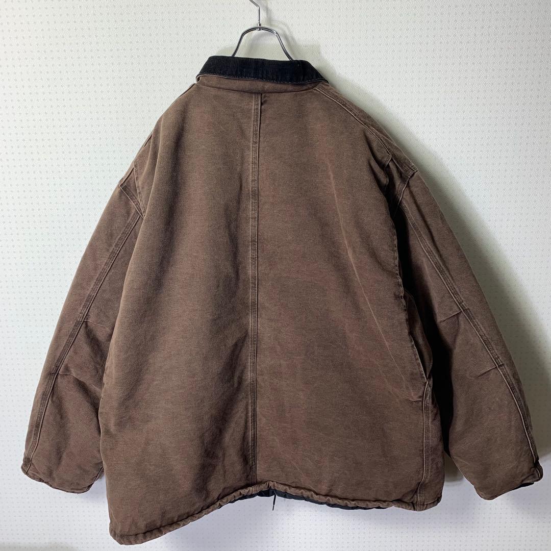 USA製 カーハート トラディショナルコート 3XL ブラウン レザーロゴパッチ