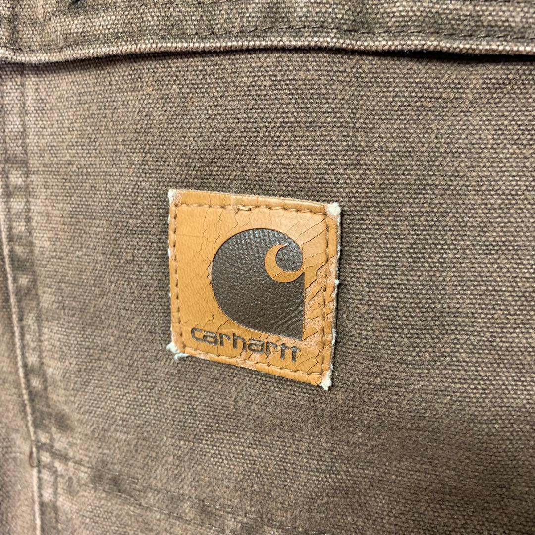 USA製 カーハート トラディショナルコート 3XL ブラウン レザーロゴパッチ