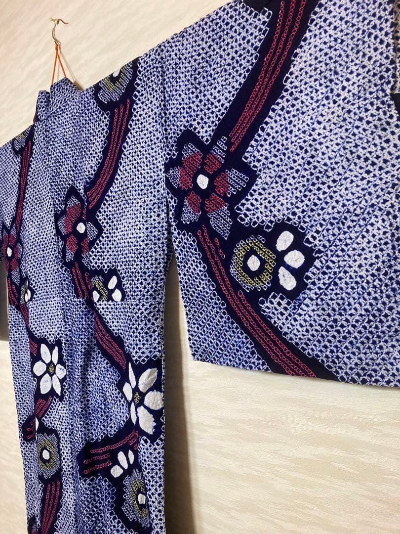 レモン　有松絞り　絞り浴衣　① 大きめ