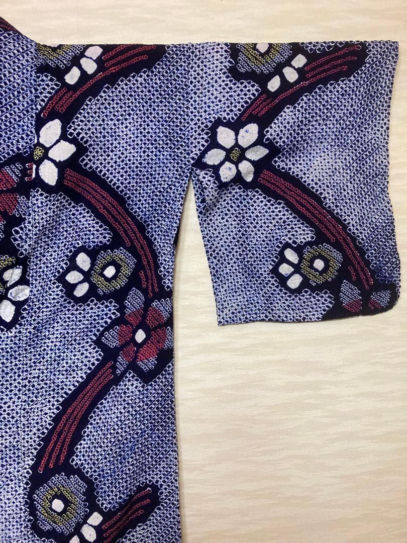 レモン　有松絞り　絞り浴衣　① 大きめ