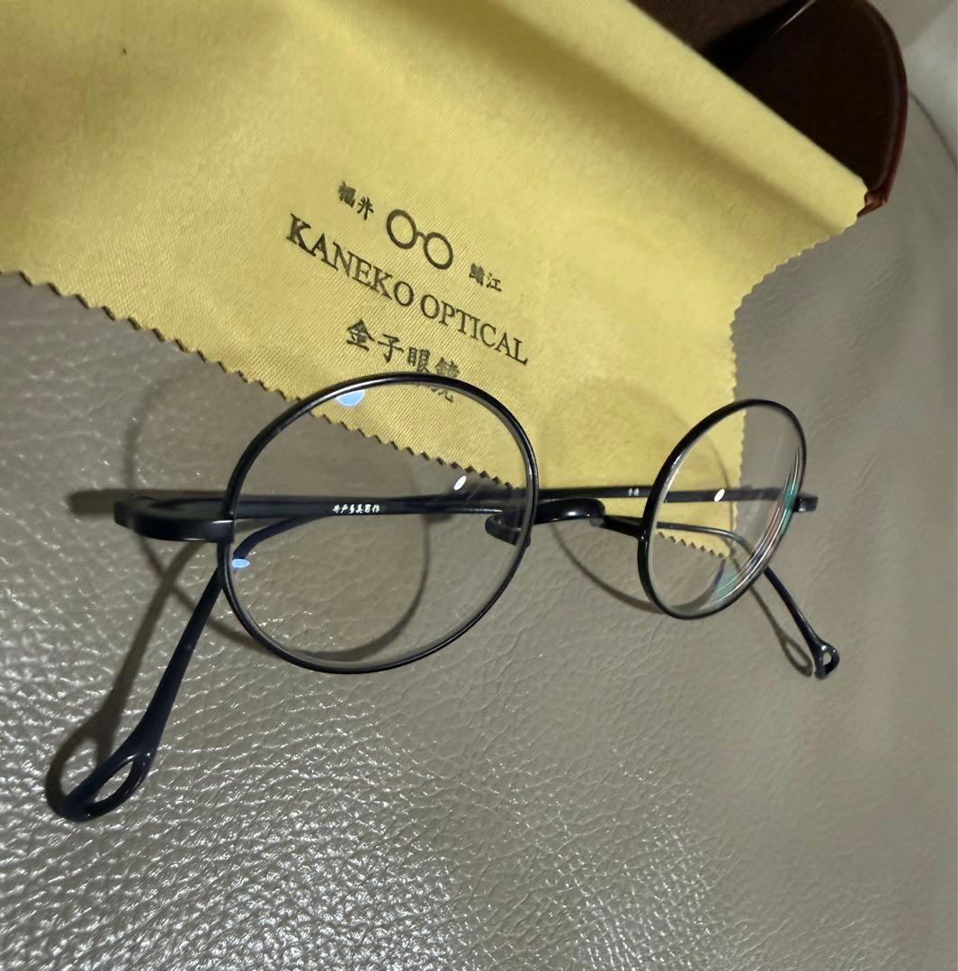 「Kouki Gotou」井戸多美男作 丸眼鏡 クラシックブラックメタル